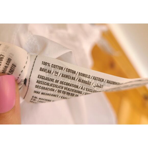 Abercrombie Fitch White 100% Cotton Peasant Blouse Off Shoulder 3/4 Sleeve SMALL - Picture 5 of 6